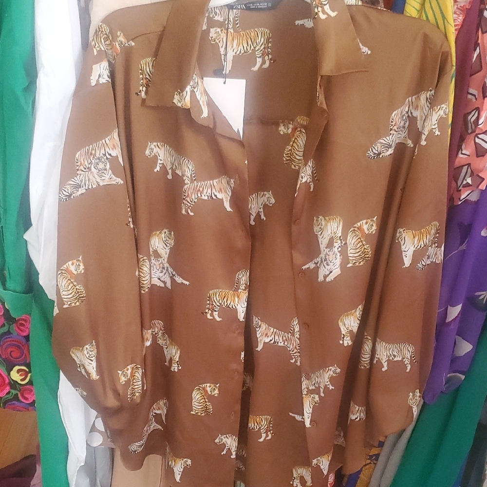 Brown Tiger Print Blouse